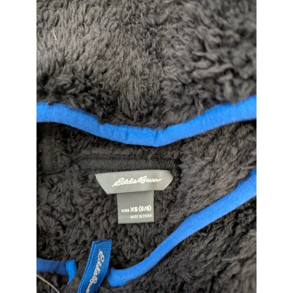 Eddie Bauer Kids XS (6/6X) Black Gray Fleece Hoodie Jacket Full Zip‎